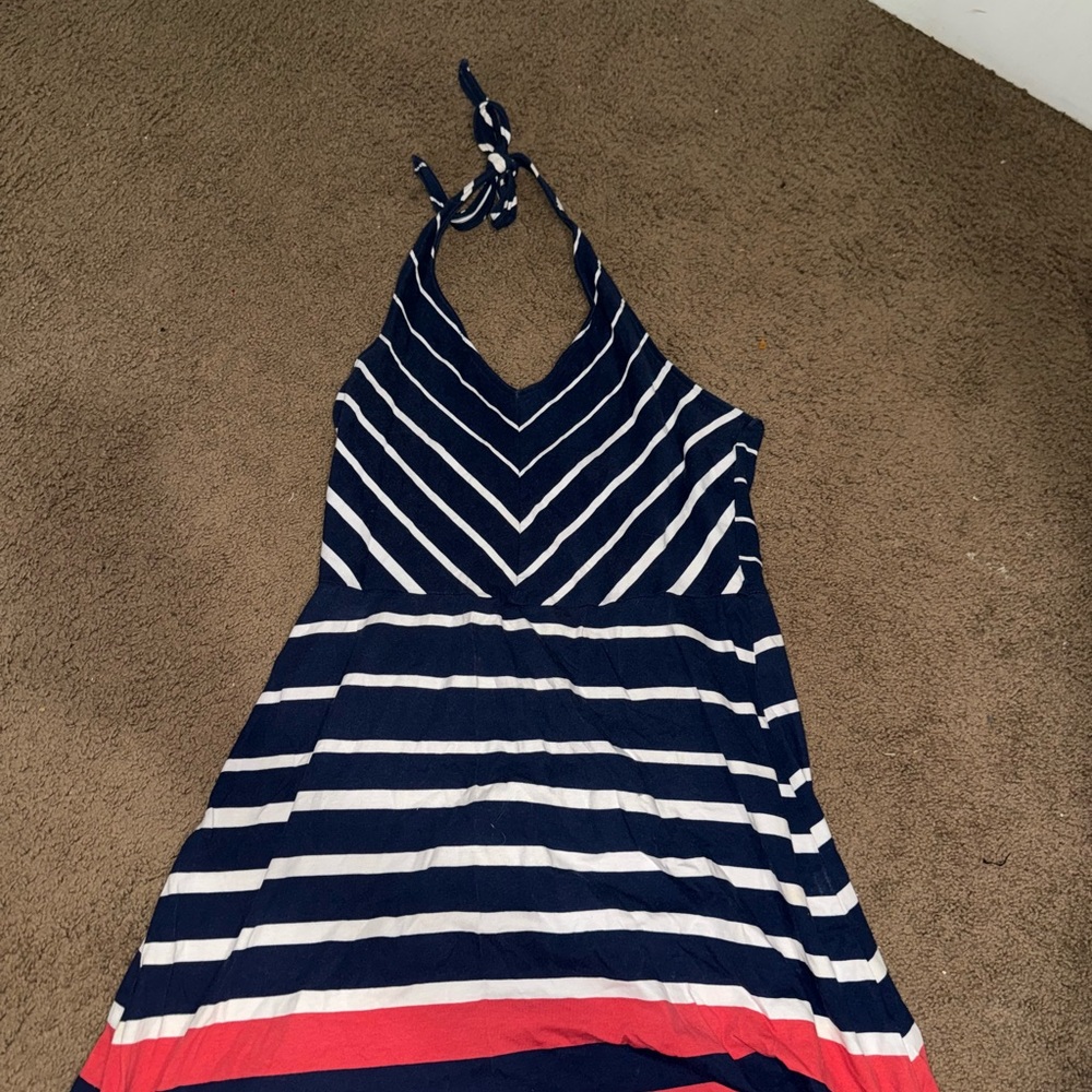 SO Navy and White Striped Dress
